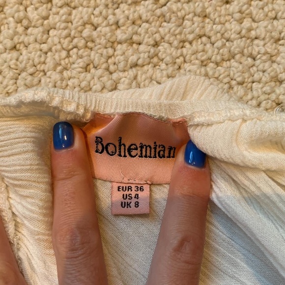 Women’s Bohemian White Tank with Blue Design - Picture 3 of 3